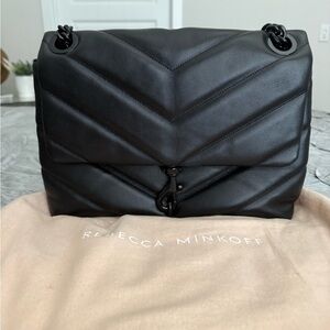 Chic and Versatile REBECCA MINKOFF Edie Chevron Quilted Leather Shoulder Bag